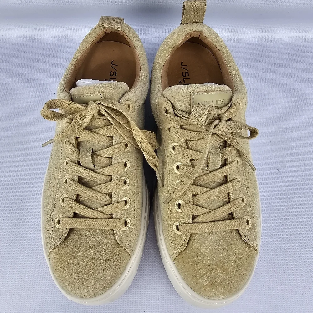 J/Slides Women's Roger Platform Sneakers Sand Suede 7.5 - Picture 3 of 9